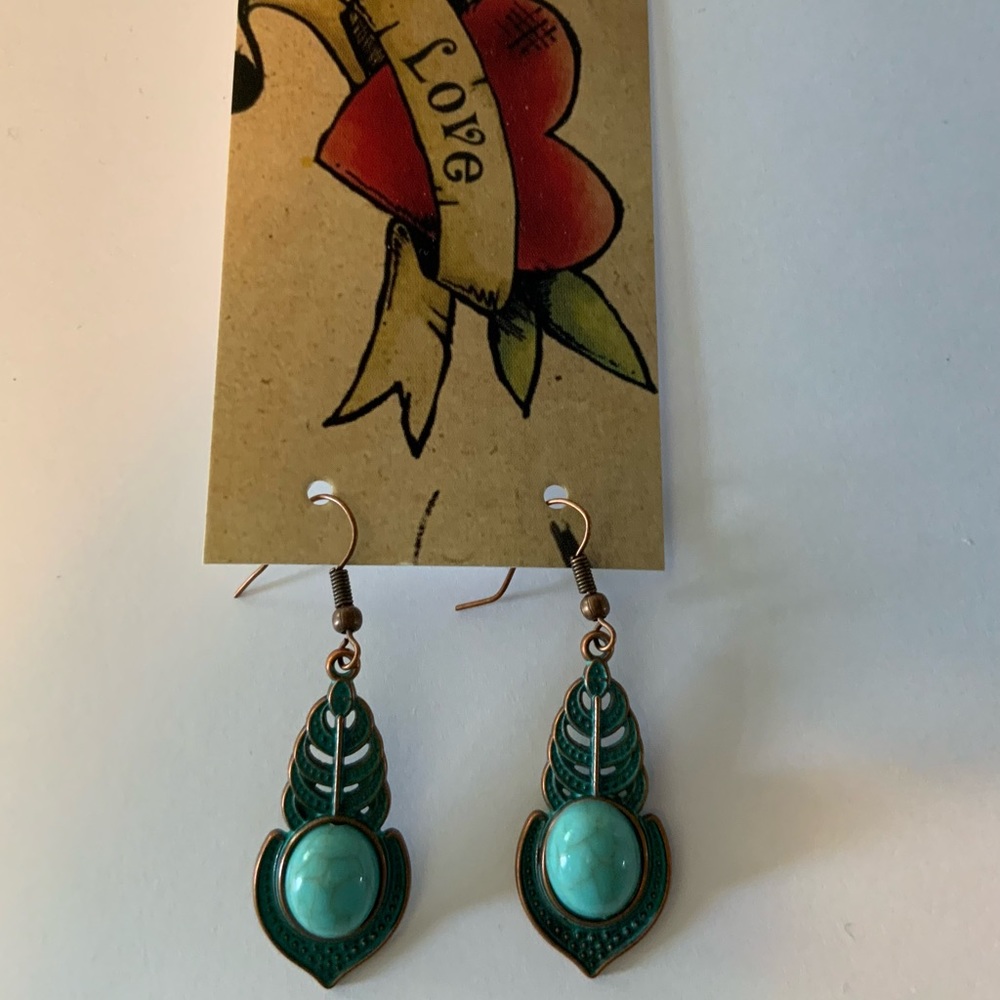 LOVELY TURQUOISE BOHO EARRINGS - Picture 3 of 4